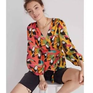 Anthropologie Farm Rio Toucan Wrap Blouse